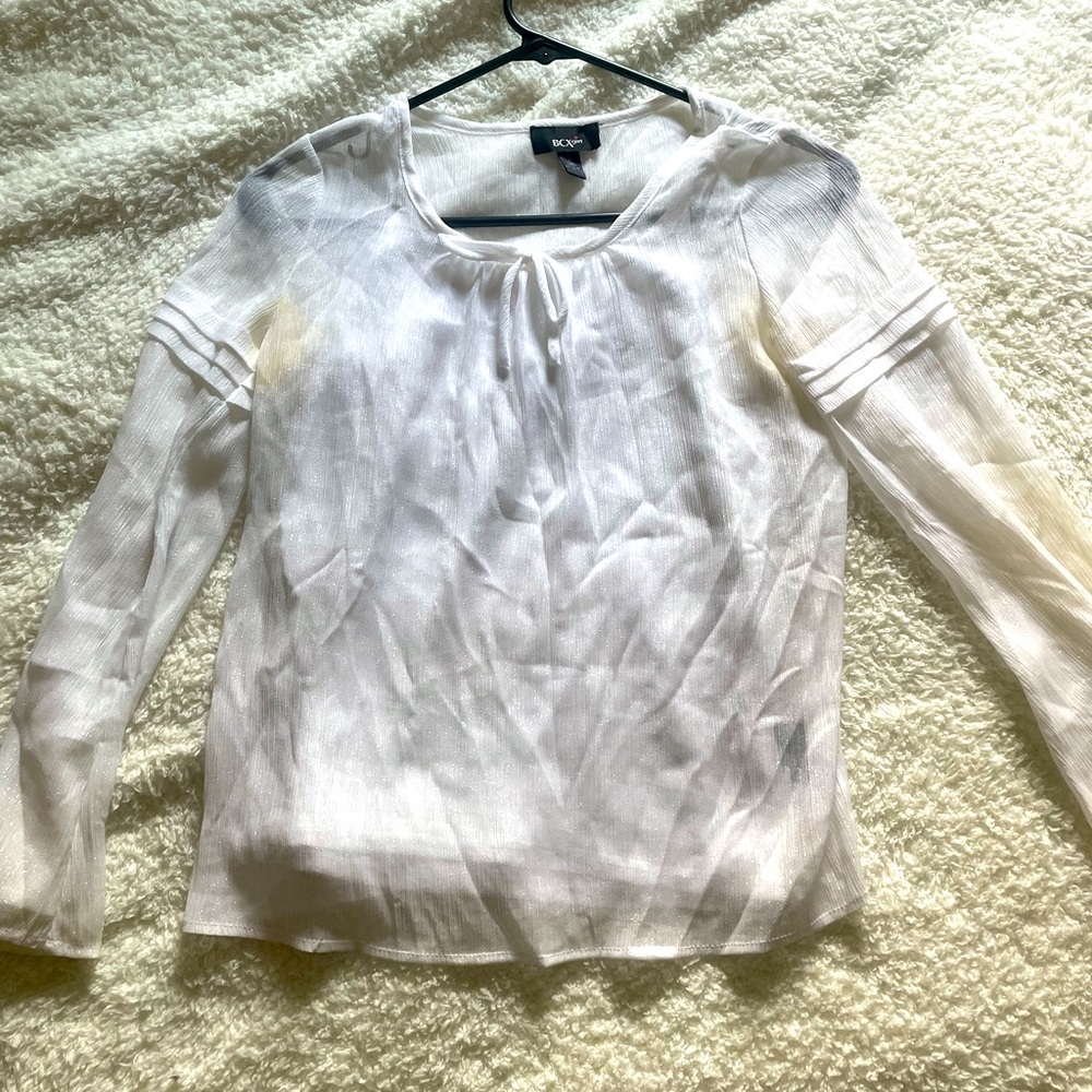 sheer satin white top